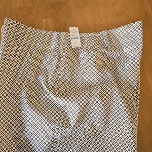 Talbots Petite Stretch Ankle‎ Cropped Pants Ivory Brown Diamond Sz 14P NWT
